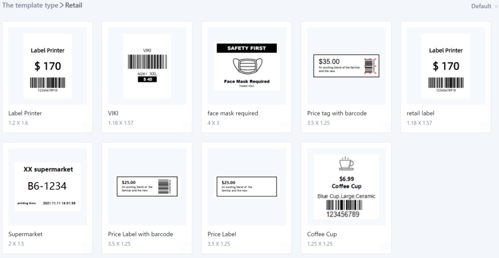 retail label templates