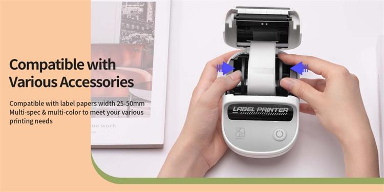 HPRT T20 2-Inch Thermal Label Printer accommodates label paper widths between 25-50mm